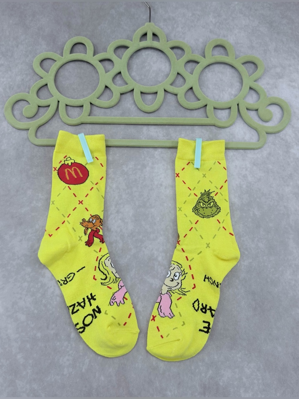 Yellow Grinch & McDonald's Character Crew Socks
